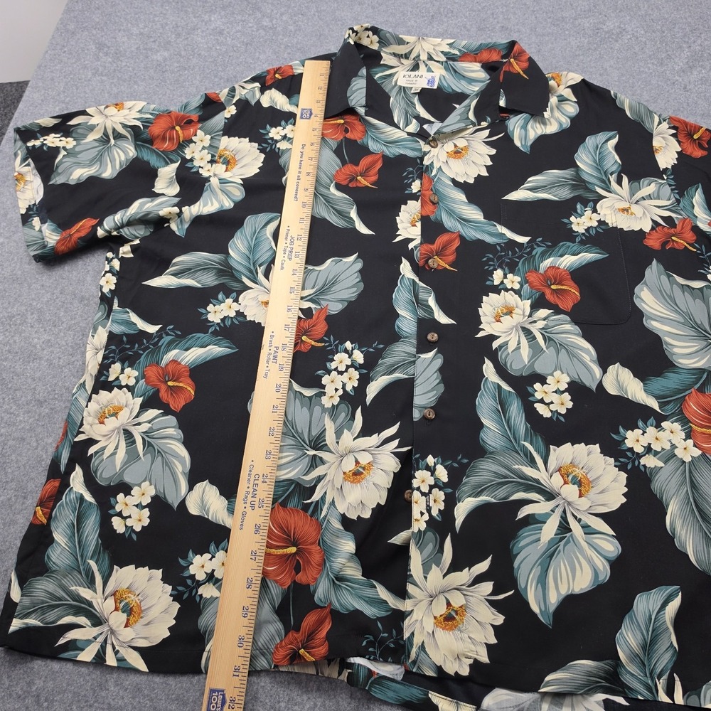 Iolani Mens 3XL Tropical Floral Short Sleeve Hawaiian Shirt Black Floral USA - Picture 6 of 14